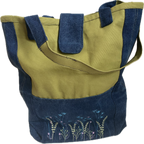 FLOWER JEANS OPEN TOP HANDBAG