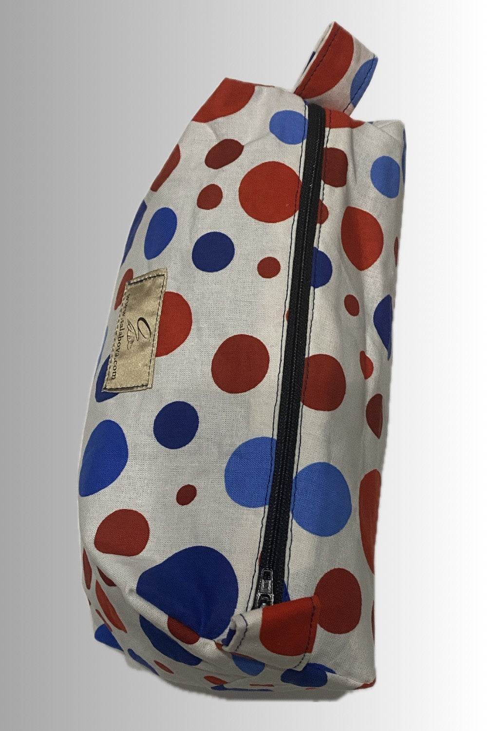 ZIPPERED MAKE-UP POUCH RED, WHITE, BLUE BUBBLE