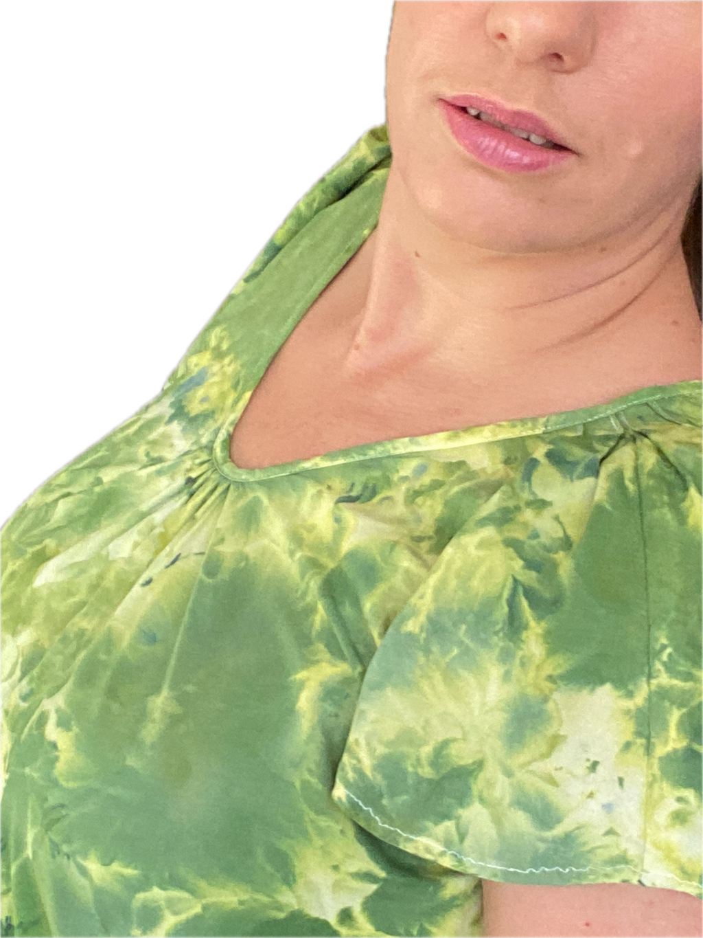 FLUTTER-SLEEVE V-NECK BLOUSE