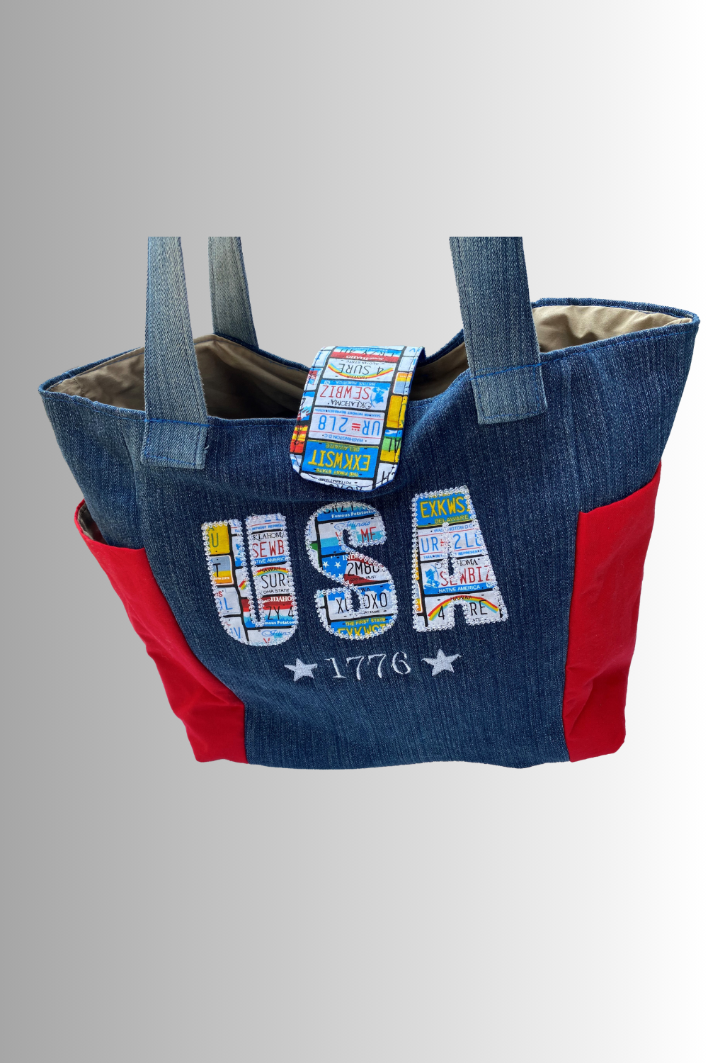 PATRIOTIC USA COTTON OPEN TOP HANDBAG