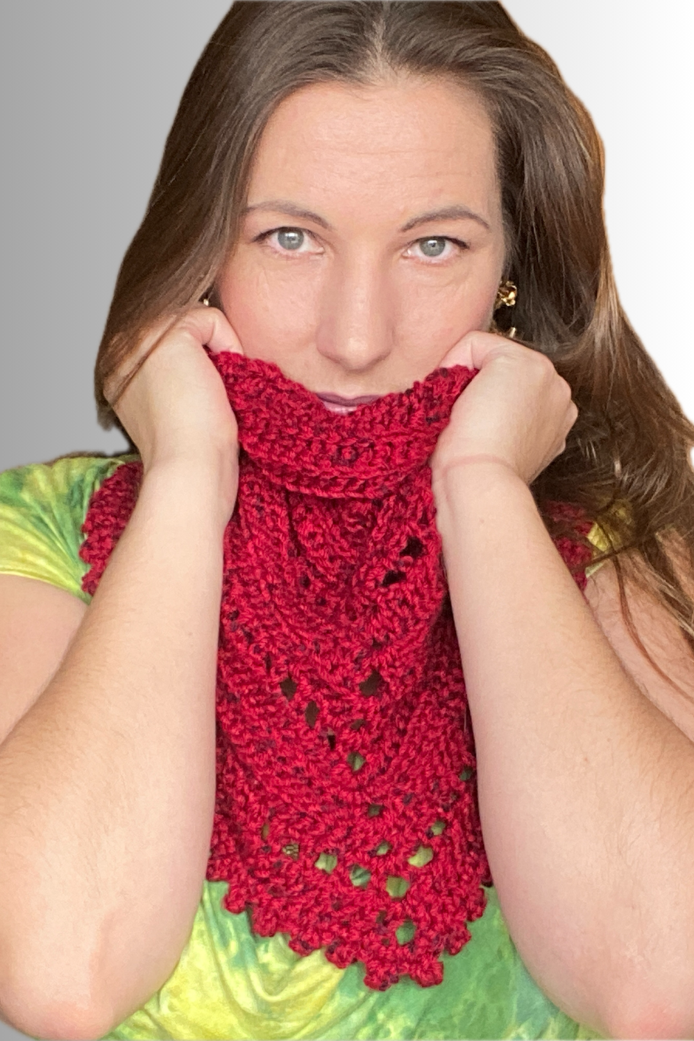RED TWEED HOLIDAY CROCHET COWL