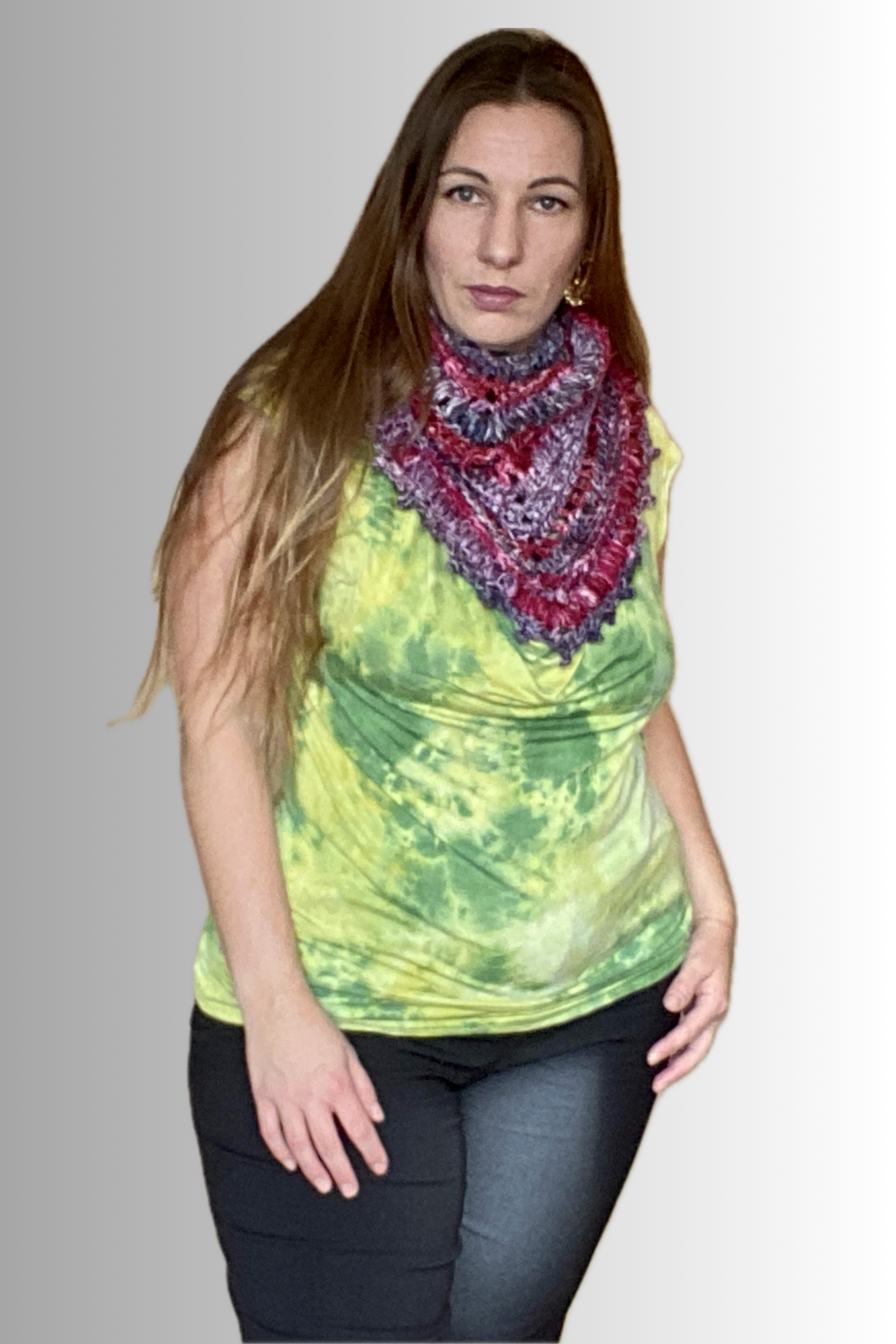 BERRY MIX TRIANGULAR CROCHET SHAWL