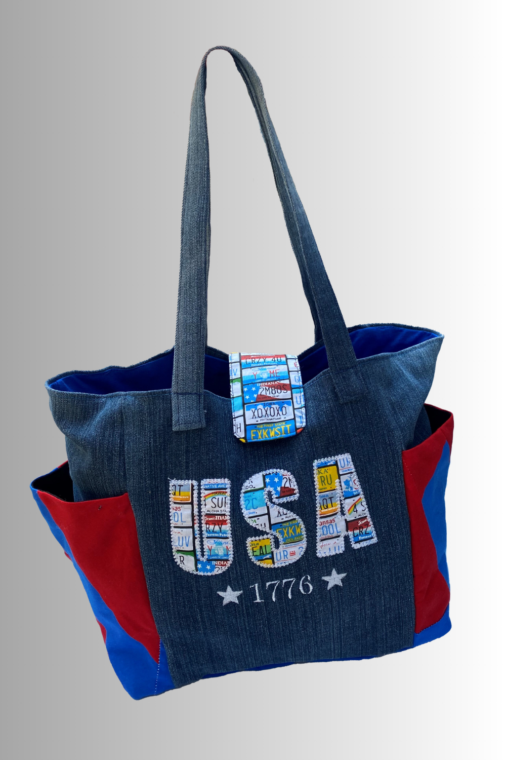 PATRIOTIC USA COTTON OPEN TOP HANDBAG