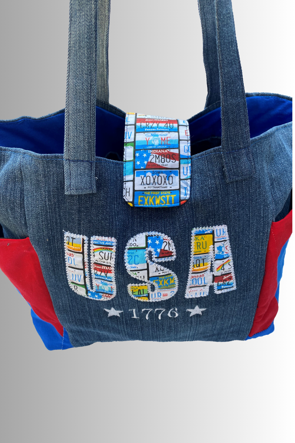 PATRIOTIC USA COTTON OPEN TOP HANDBAG
