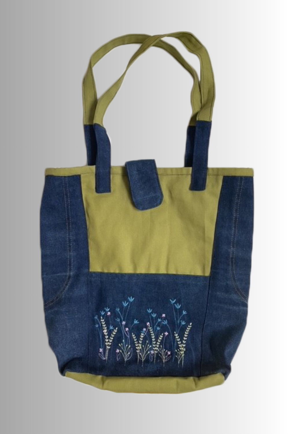 OPEN TOP FLOWER EMBROIDERED HANDBAG