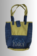 OPEN TOP FLOWER EMBROIDERED HANDBAG