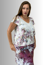 FLUTTER-SLEEVE V-NECK BLOUSE
