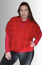 RED V- NECK OVERSIZED VEST