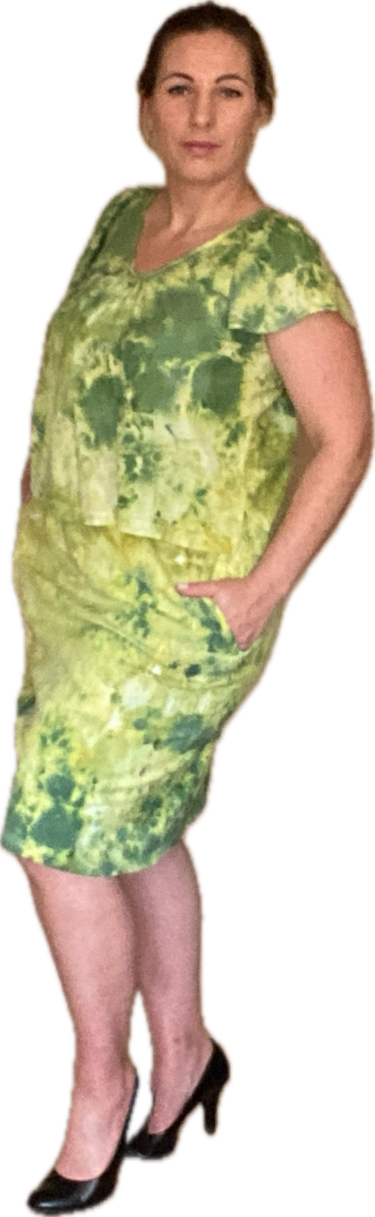 FLUTTER-SLEEVE V-NECK BLOUSE