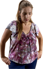 FLUTTER-SLEEVE V-NECK BLOUSE