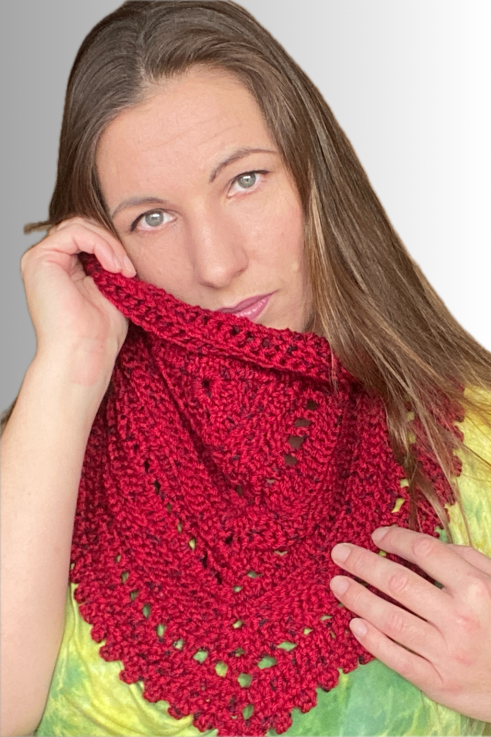 RED TWEED HOLIDAY CROCHET COWL