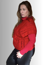 RED V- NECK OVERSIZED VEST