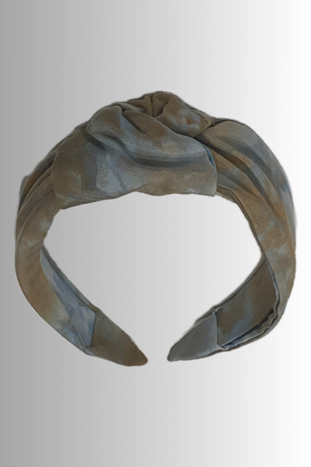 HAND-DYED KNOTTED HEADBAND BLUE GRAY