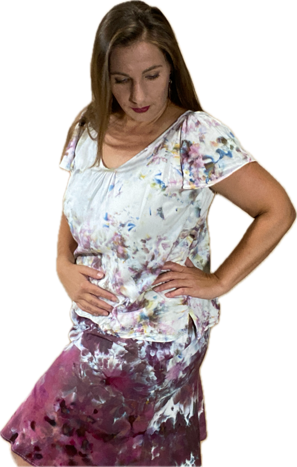 HIGH ELASTIC WAISTED TRUMPET RAYON MIDI SKIRT