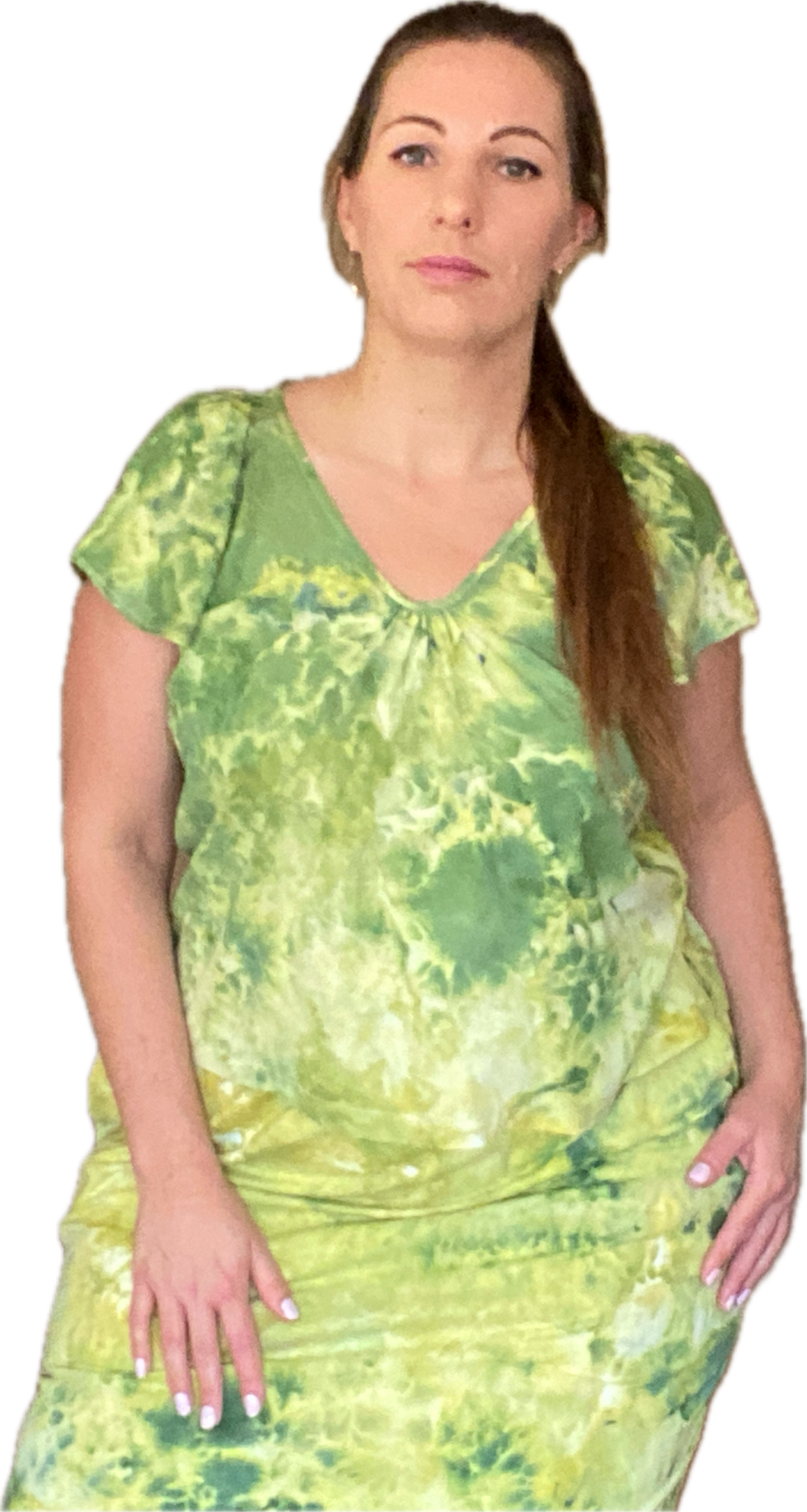 FLUTTER-SLEEVE V-NECK BLOUSE