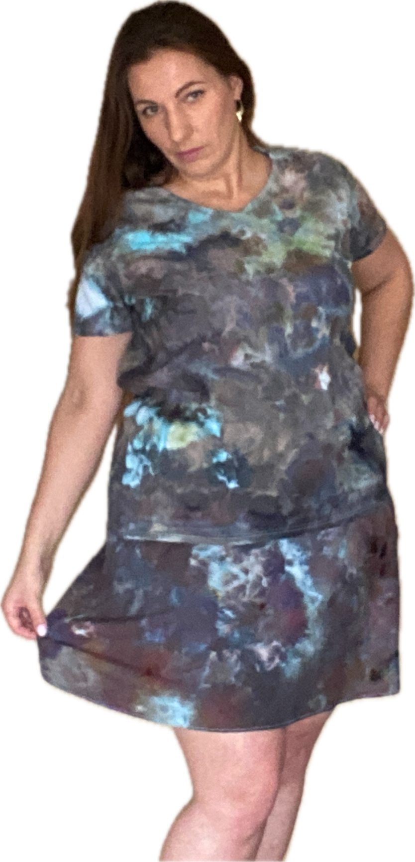 HIGH ELASTIC WAISTED TRUMPET RAYON MIDI SKIRT