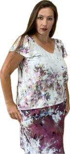 FLUTTER-SLEEVE V-NECK BLOUSE