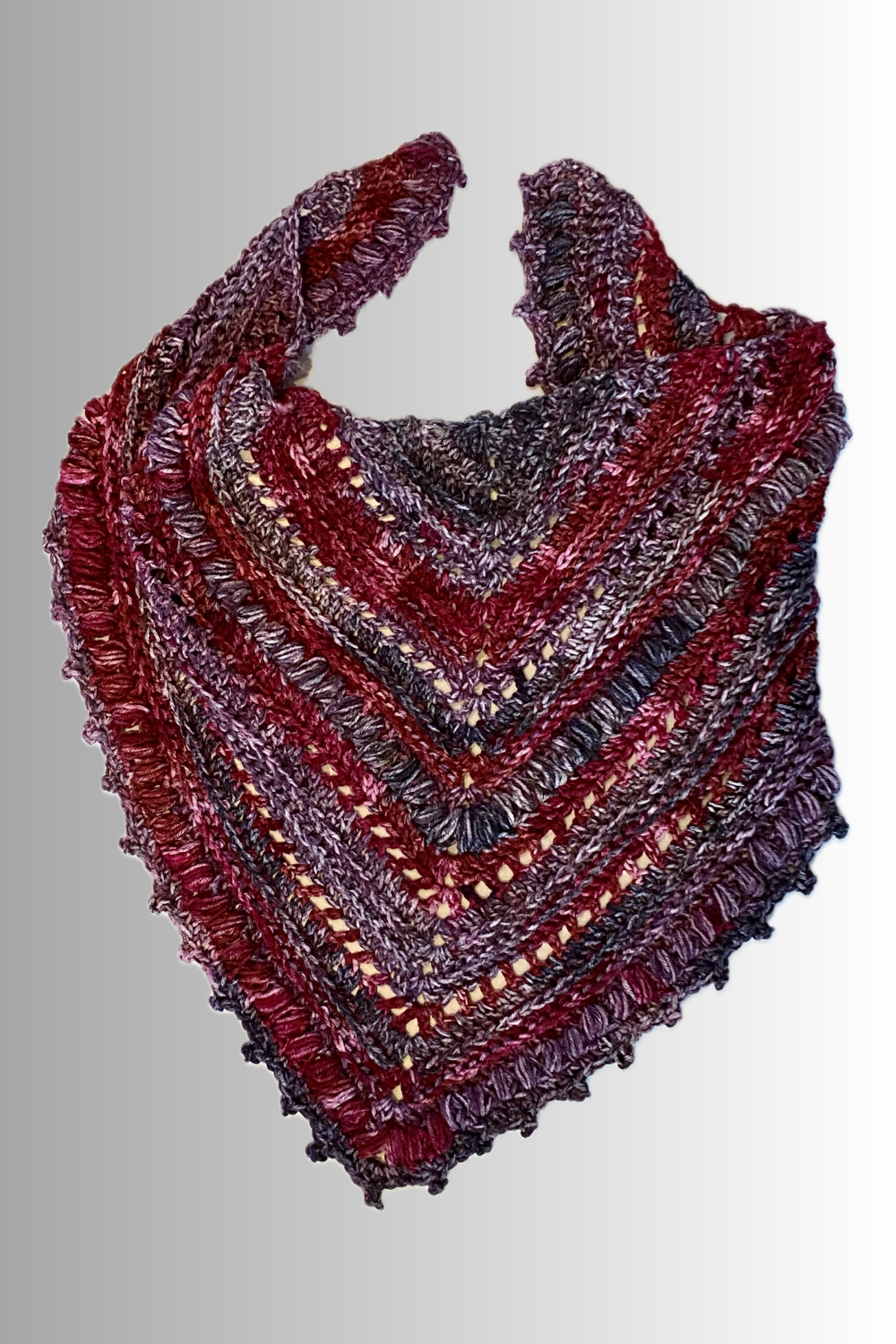 BERRY MIX TRIANGULAR CROCHET SHAWL