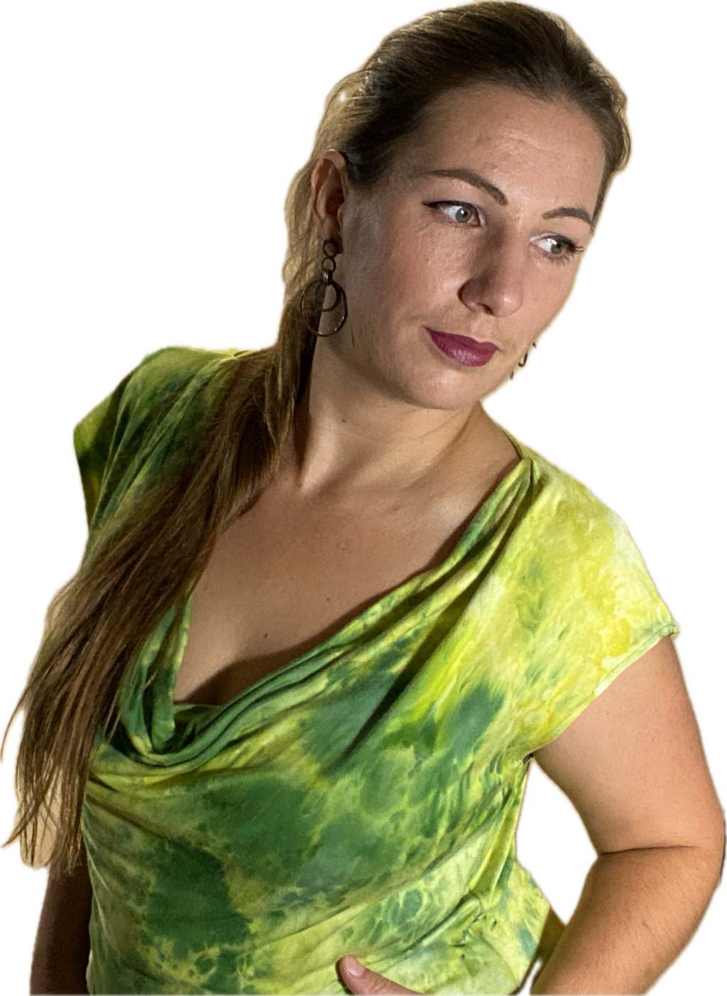 WOMEN'S CREPE COWL NECK SLEEVELESS STRETCHY BLOUSE TANK TOP