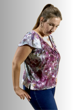 FLUTTER-SLEEVE V-NECK BLOUSE