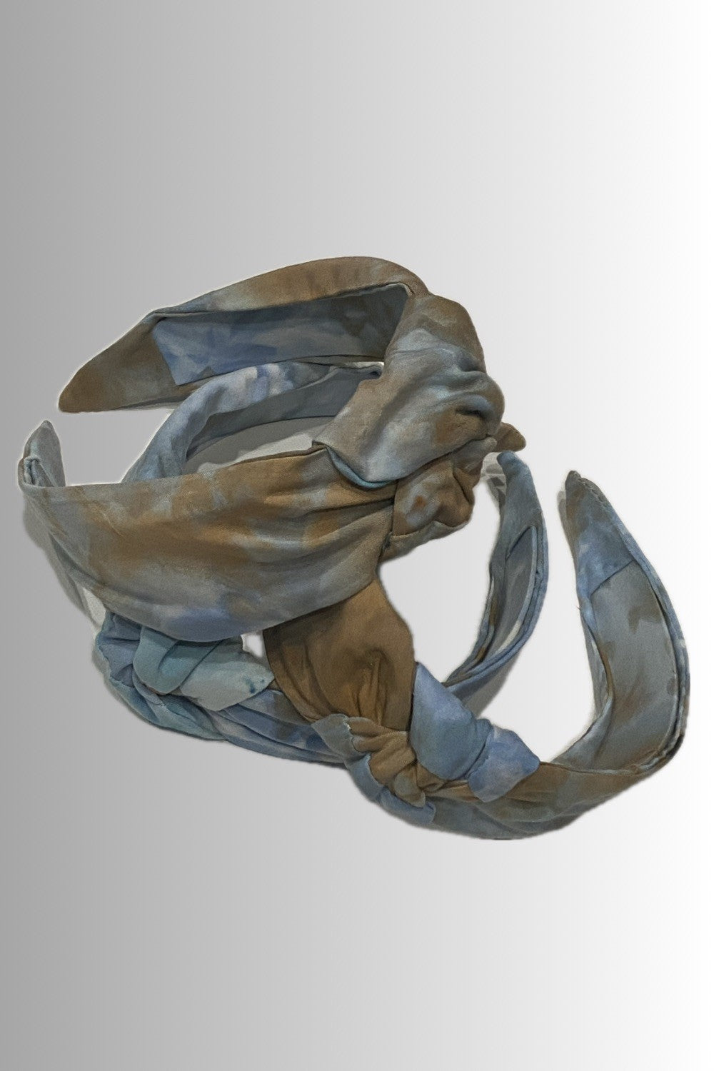 HAND-DYED KNOTTED HEADBAND BLUE GRAY