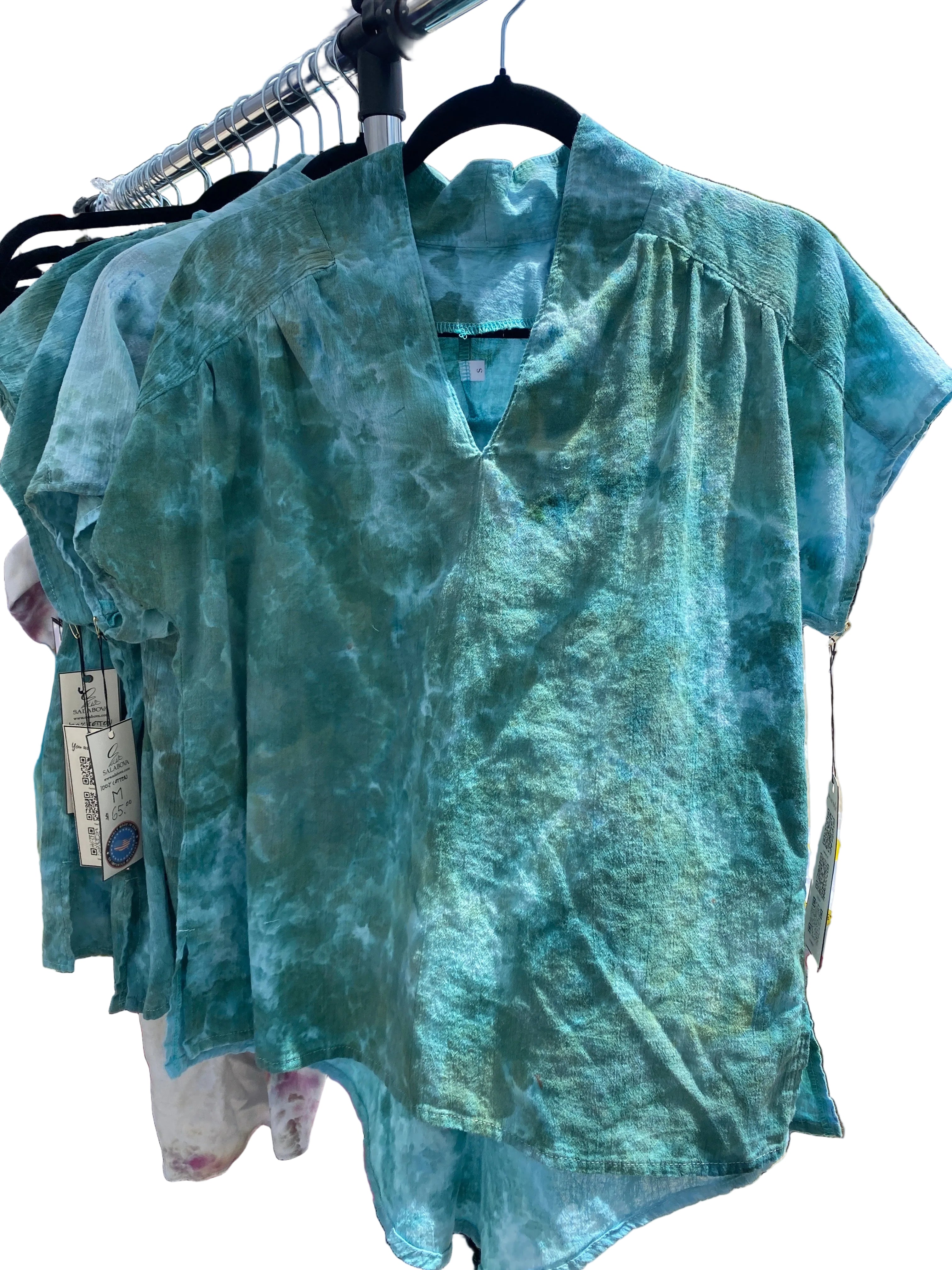 OCEAN HIGH COLLAR V-NECK BLOUSE