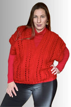 RED V- NECK OVERSIZED VEST