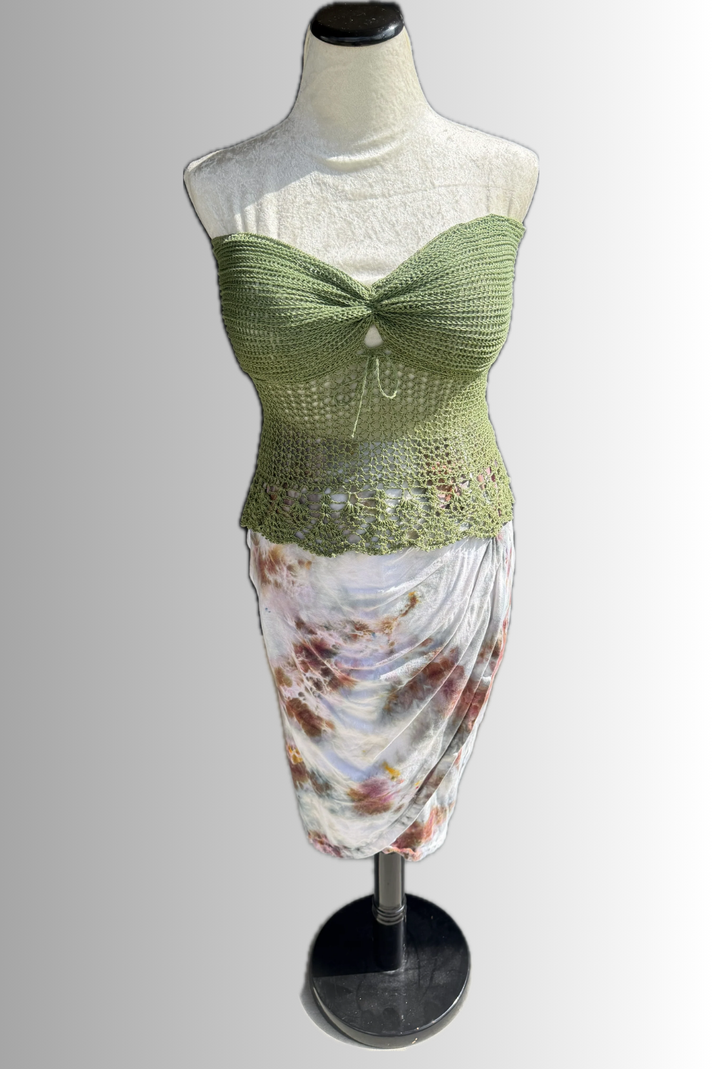 Sage Green Ruched Tie-Front Top