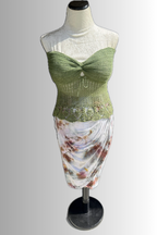 Sage Green Ruched Tie-Front Top