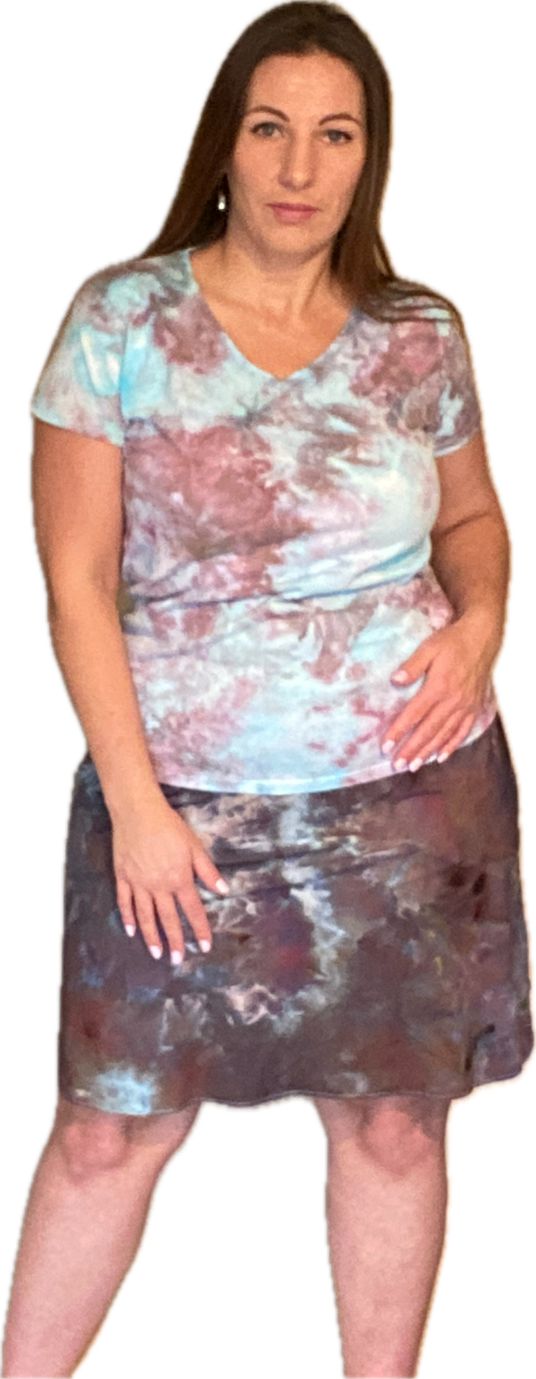 HIGH ELASTIC WAISTED TRUMPET RAYON MIDI SKIRT