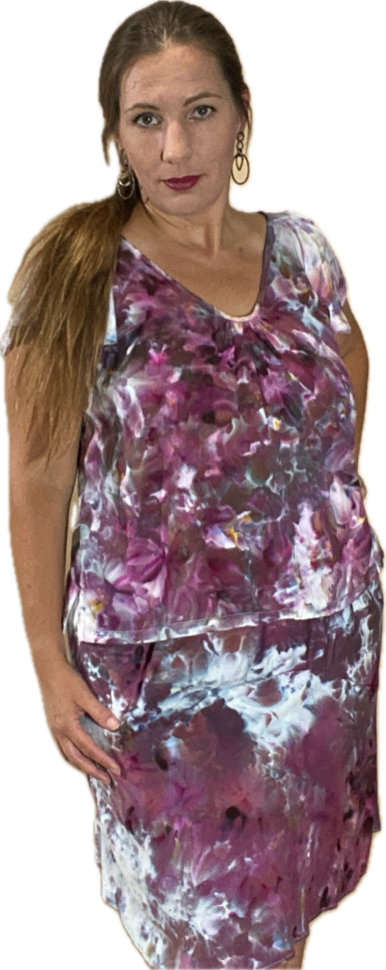 HIGH ELASTIC WAISTED TRUMPET RAYON MIDI SKIRT