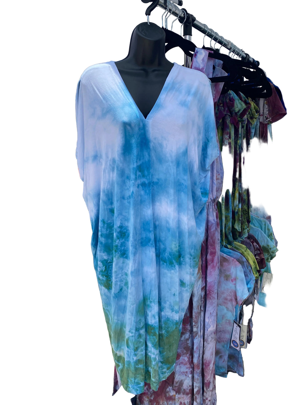 SUMMER BLUES V-NECK DRESS 100% Rayon DRESS