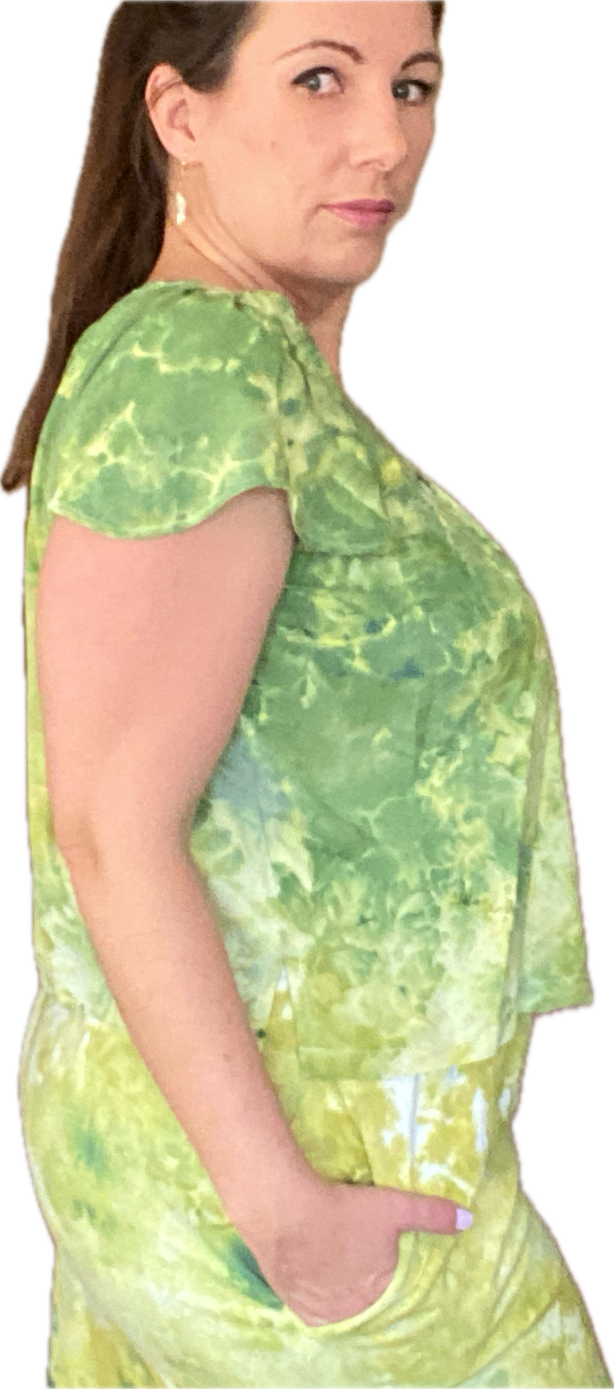 FLUTTER-SLEEVE V-NECK BLOUSE