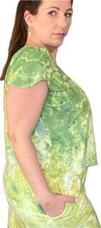 FLUTTER-SLEEVE V-NECK BLOUSE