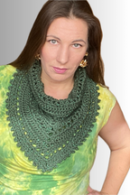 DARK SAGE SPARKLE CROCHET COWL