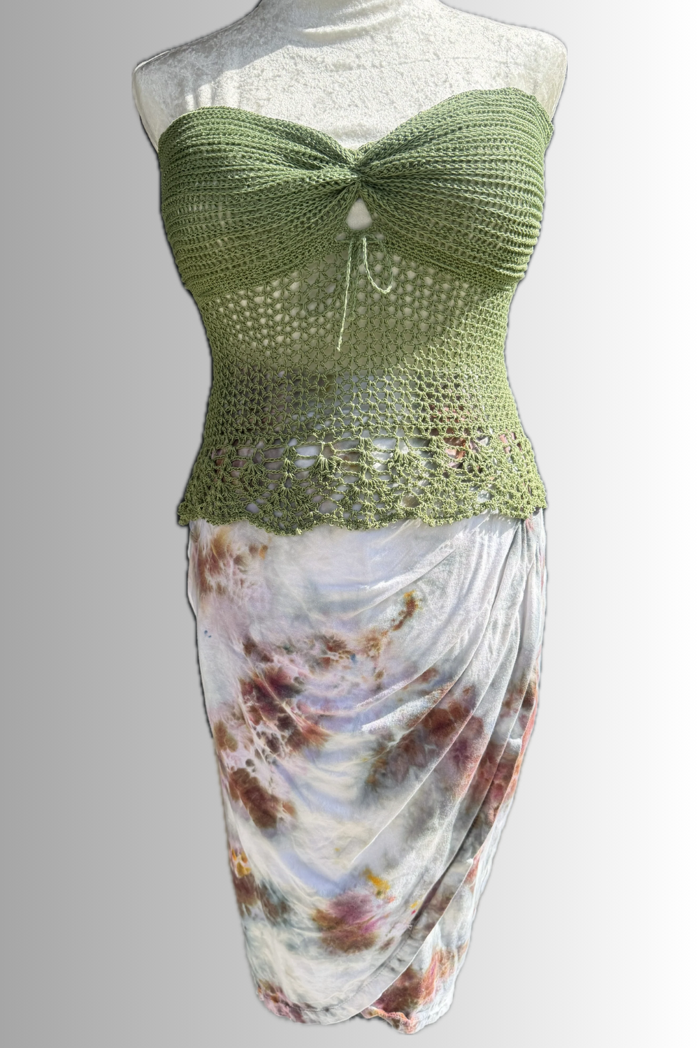 Sage Green Ruched Tie-Front Top