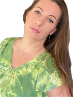 FLUTTER-SLEEVE V-NECK BLOUSE