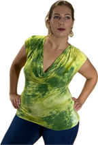 WOMEN'S CREPE COWL NECK SLEEVELESS STRETCHY BLOUSE TANK TOP