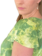 FLUTTER-SLEEVE V-NECK BLOUSE