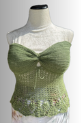 Sage Green Ruched Tie-Front Top