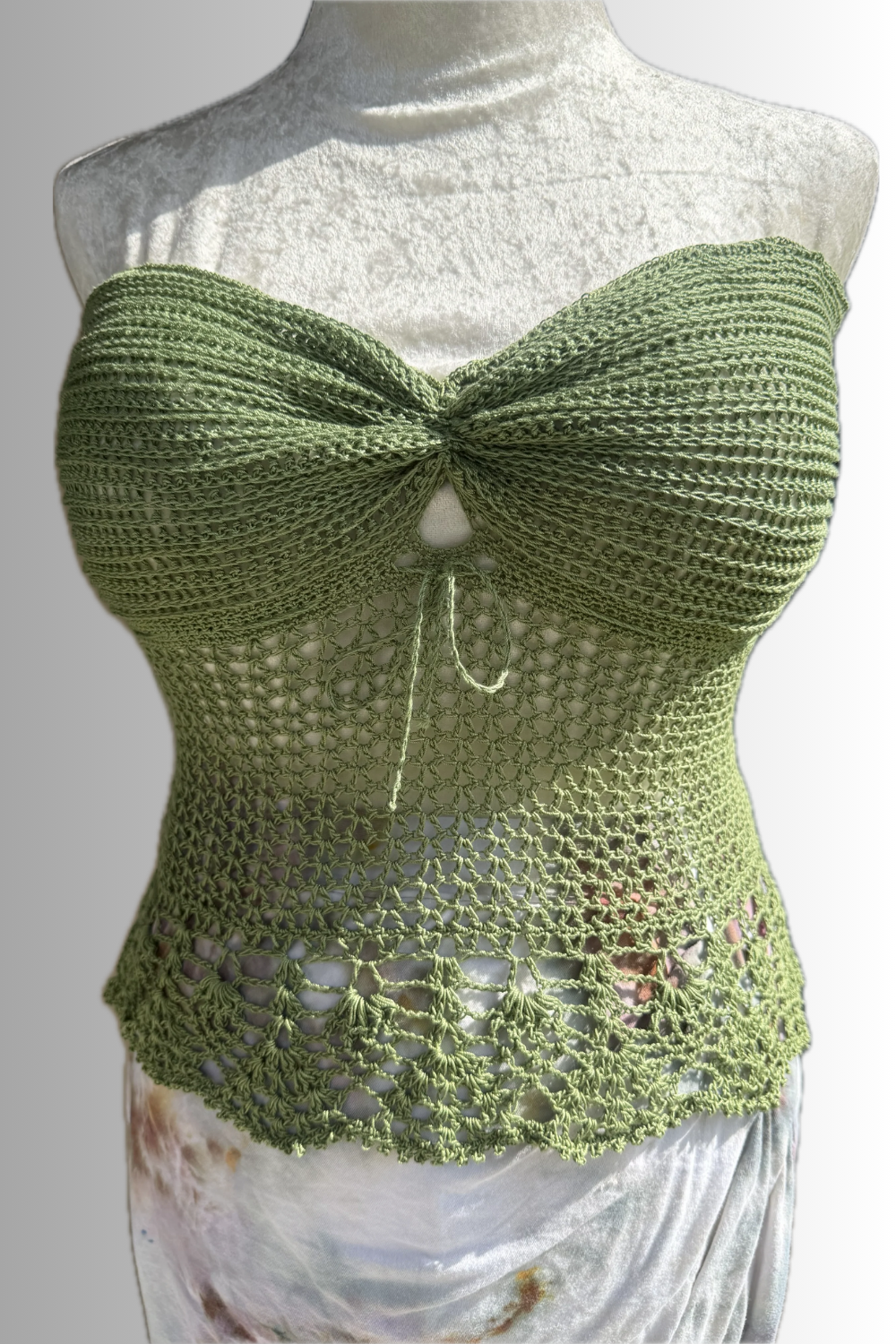 Sage Green Ruched Tie-Front Top