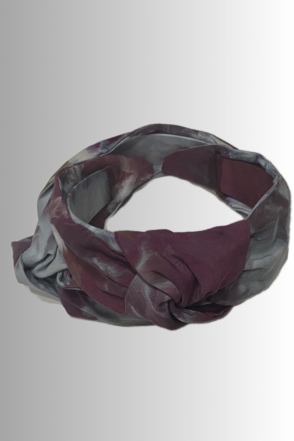 HAND-DYED KNOTTED HEADBAND BLACK CHERRY