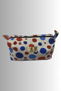 ZIPPERED MAKE-UP POUCH RED, WHITE, BLUE BUBBLE