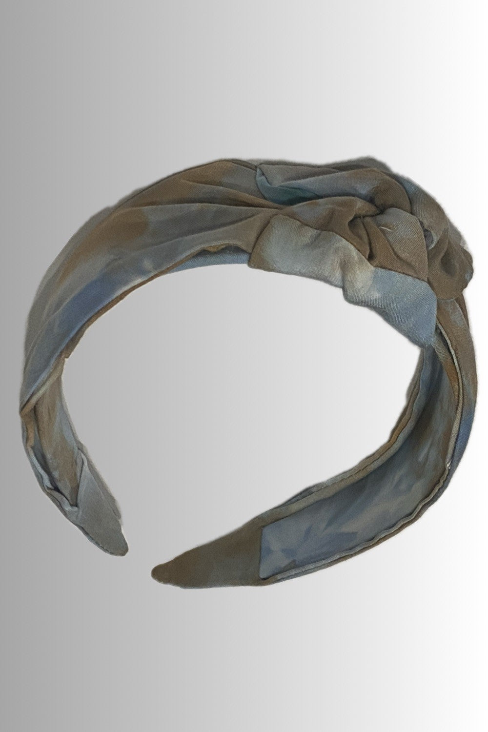 HAND-DYED KNOTTED HEADBAND BLUE GRAY