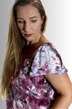 FLUTTER-SLEEVE V-NECK BLOUSE