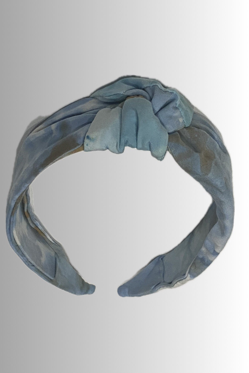 HAND-DYED KNOTTED HEADBAND BLUE GRAY