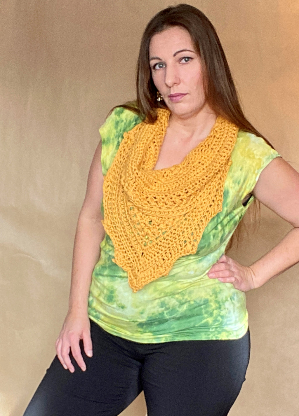 GOLD CROCHET FALL COWL