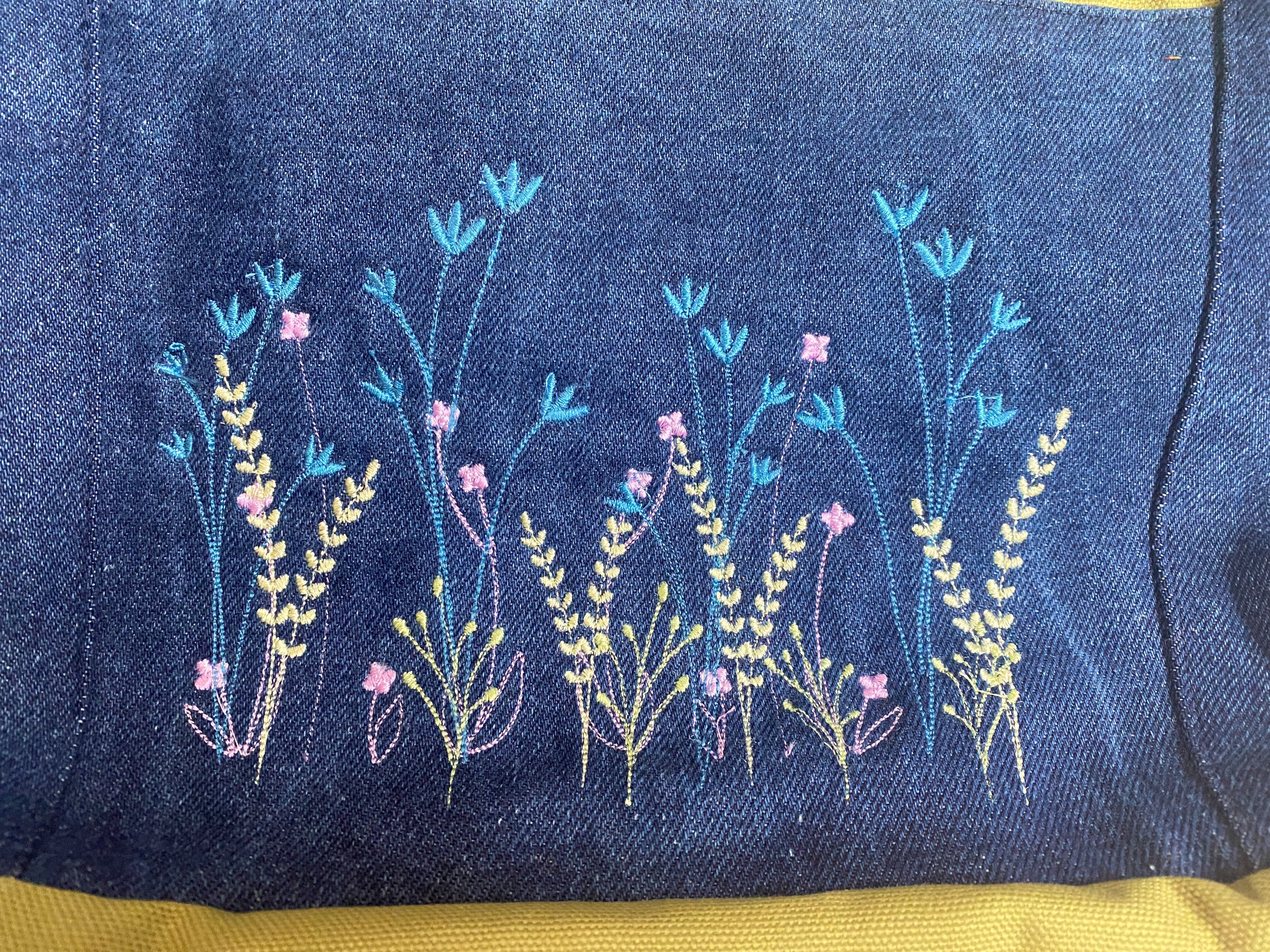 FLOWER JEANS OPEN TOP HANDBAG