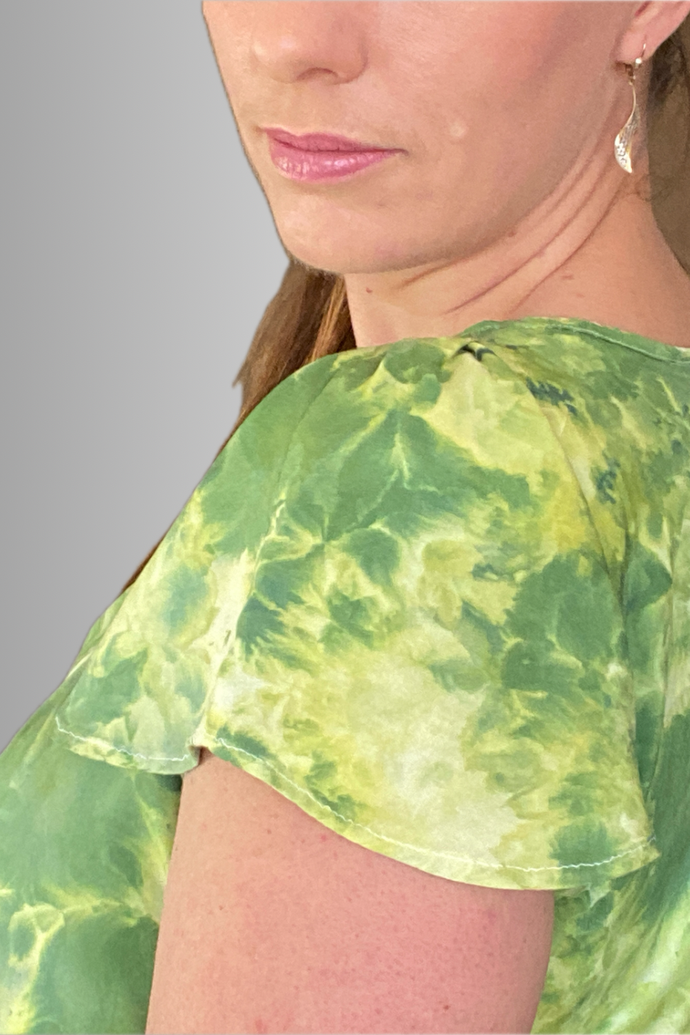 FLUTTER-SLEEVE V-NECK BLOUSE