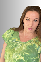 FLUTTER-SLEEVE V-NECK BLOUSE